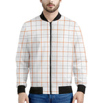 White Halloween Tattersall Pattern Print Men's Bomber Jacket