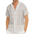 White Halloween Tattersall Pattern Print Men's Deep V-Neck Shirt