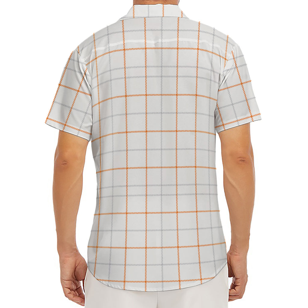 White Halloween Tattersall Pattern Print Men's Deep V-Neck Shirt