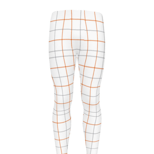 White Halloween Tattersall Pattern Print Men's leggings
