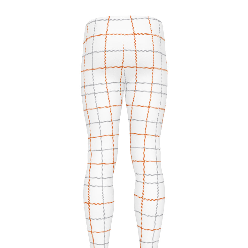 White Halloween Tattersall Pattern Print Men's leggings