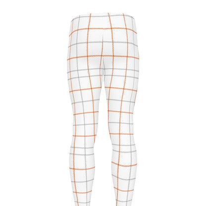 White Halloween Tattersall Pattern Print Men's leggings
