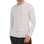 White Halloween Tattersall Pattern Print Men's Long Sleeve Rash Guard