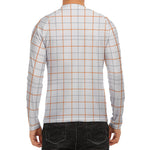 White Halloween Tattersall Pattern Print Men's Long Sleeve Rash Guard