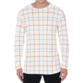 White Halloween Tattersall Pattern Print Men's Long Sleeve T-Shirt