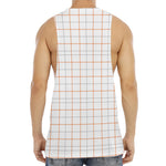 White Halloween Tattersall Pattern Print Men's Muscle Tank Top