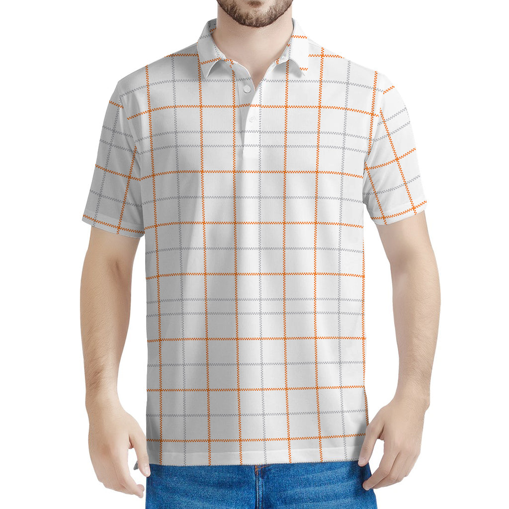White Halloween Tattersall Pattern Print Men's Polo Shirt