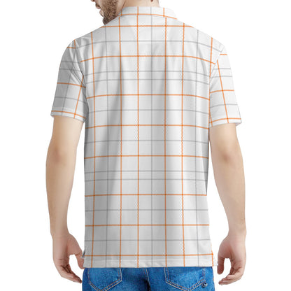 White Halloween Tattersall Pattern Print Men's Polo Shirt