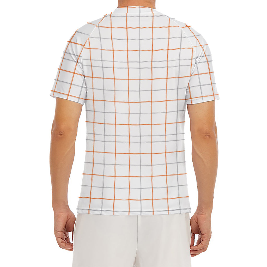 White Halloween Tattersall Pattern Print Men's Short Sleeve Rash Guard