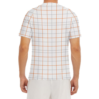 White Halloween Tattersall Pattern Print Men's Short Sleeve Rash Guard