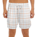 White Halloween Tattersall Pattern Print Men's Split Running Shorts