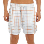 White Halloween Tattersall Pattern Print Men's Split Running Shorts