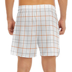 White Halloween Tattersall Pattern Print Men's Split Running Shorts