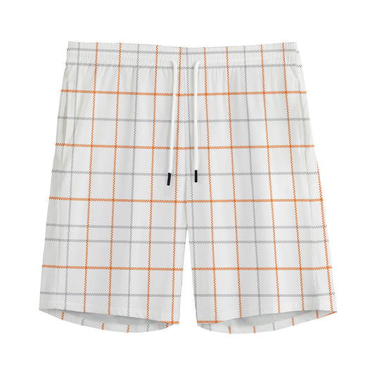 White Halloween Tattersall Pattern Print Men's Sports Shorts