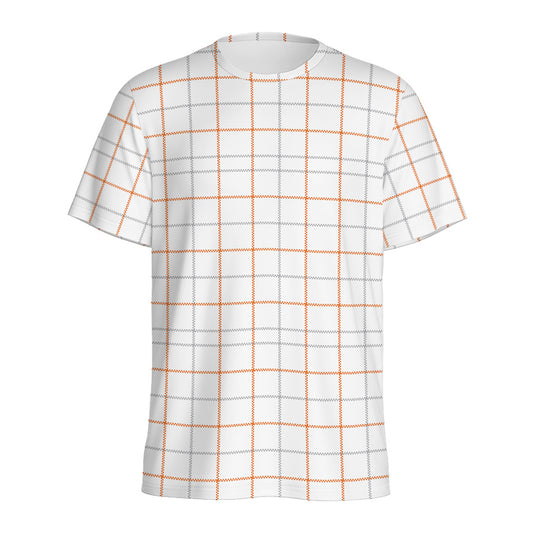 White Halloween Tattersall Pattern Print Men's Sports T-Shirt