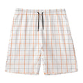 White Halloween Tattersall Pattern Print Men's Swim Trunks