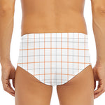 White Halloween Tattersall Pattern Print Men's Triangle Swim Briefs