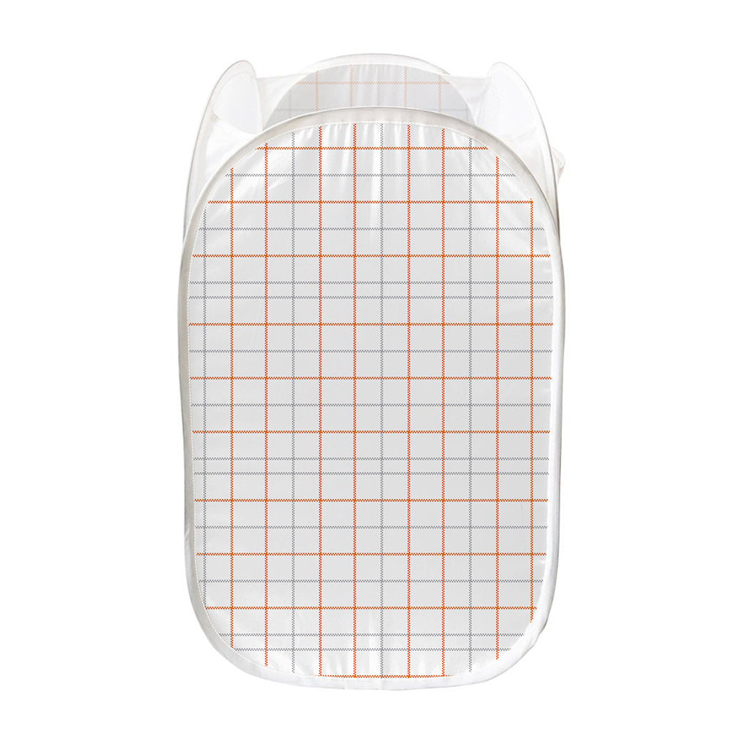 White Halloween Tattersall Pattern Print Mesh Laundry Hamper