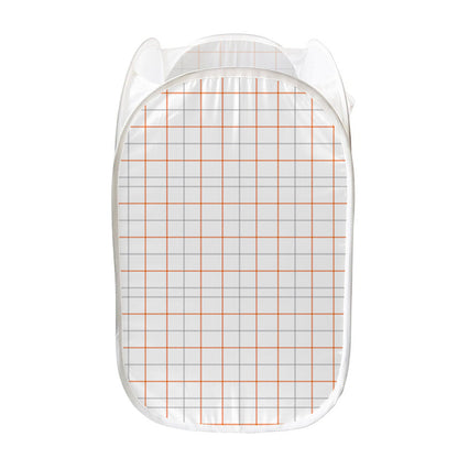 White Halloween Tattersall Pattern Print Mesh Laundry Hamper