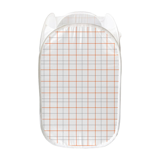 White Halloween Tattersall Pattern Print Mesh Laundry Hamper