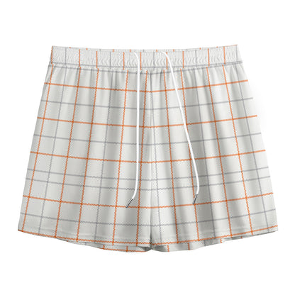 White Halloween Tattersall Pattern Print Mesh Shorts