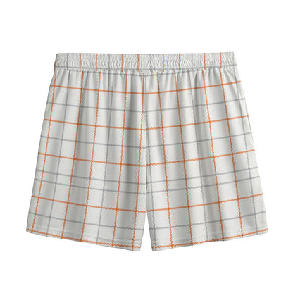 White Halloween Tattersall Pattern Print Mesh Shorts
