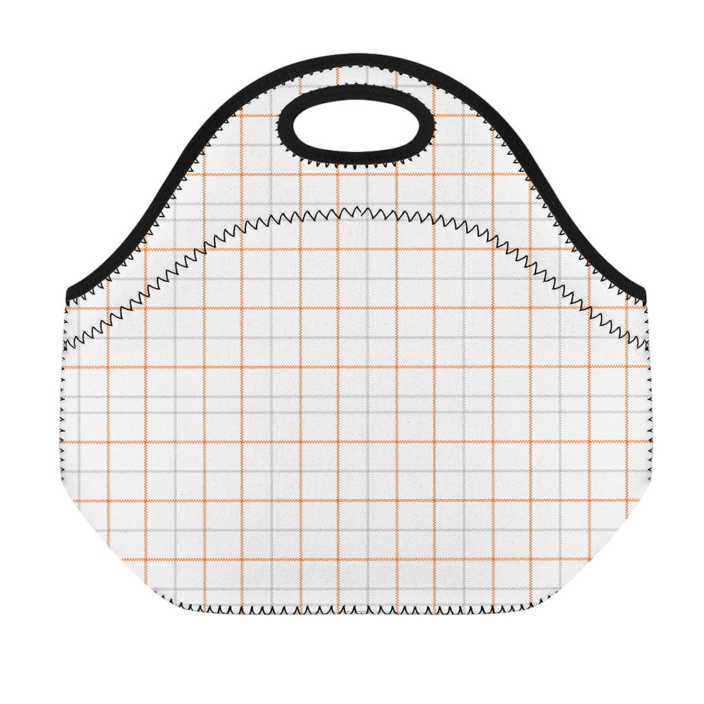 White Halloween Tattersall Pattern Print Neoprene Lunch Bag