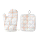 White Halloween Tattersall Pattern Print Oven Mitt And Pot Holder Set