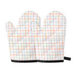 White Halloween Tattersall Pattern Print Oven Mitts