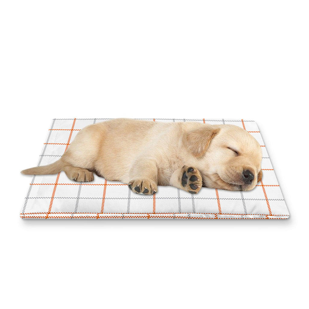White Halloween Tattersall Pattern Print Pet Cooling Mat Cover