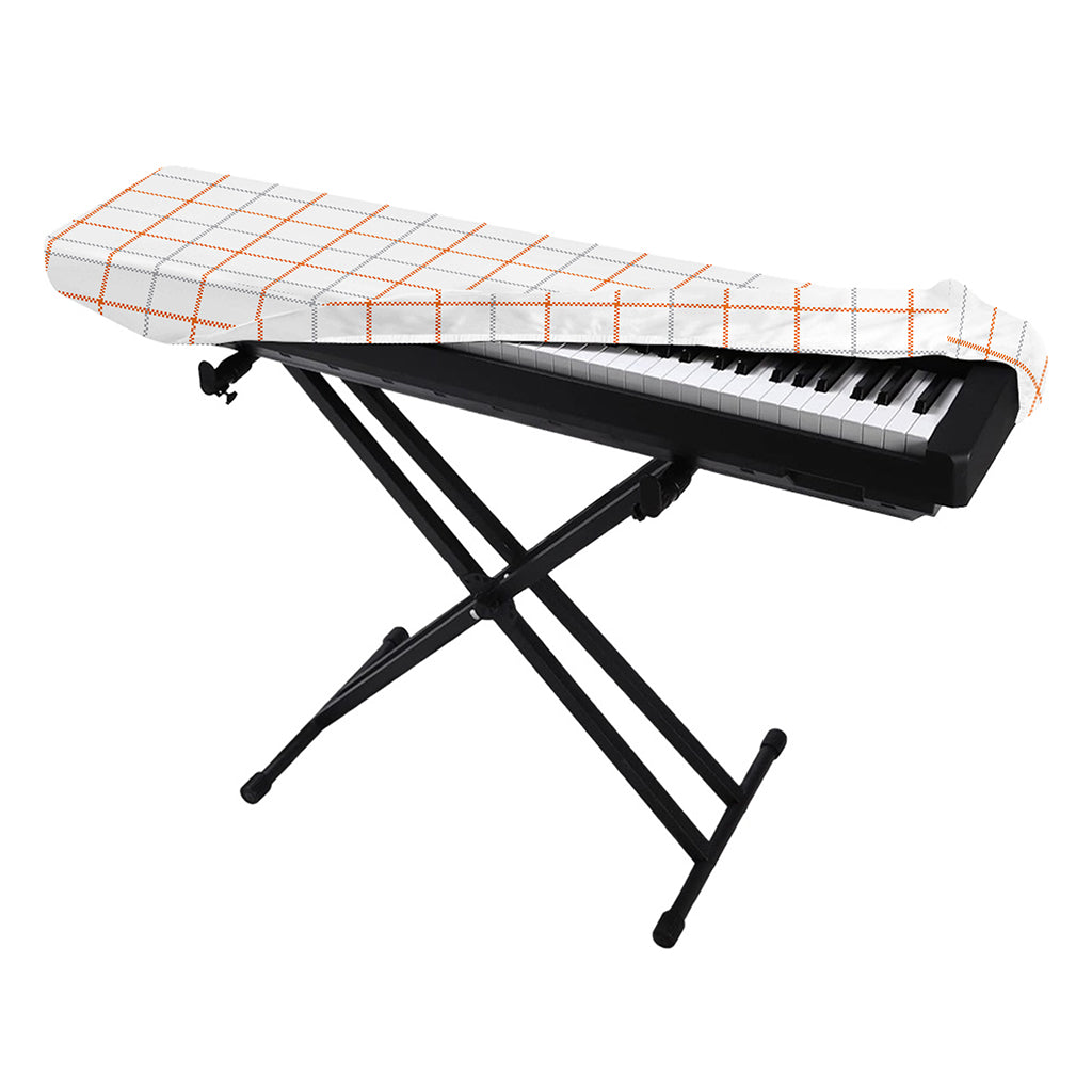 White Halloween Tattersall Pattern Print Piano Keyboard Cover