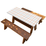 White Halloween Tattersall Pattern Print Picnic Table Cover
