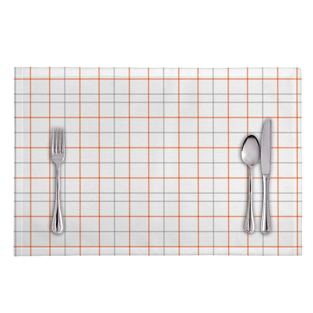 White Halloween Tattersall Pattern Print Placemat
