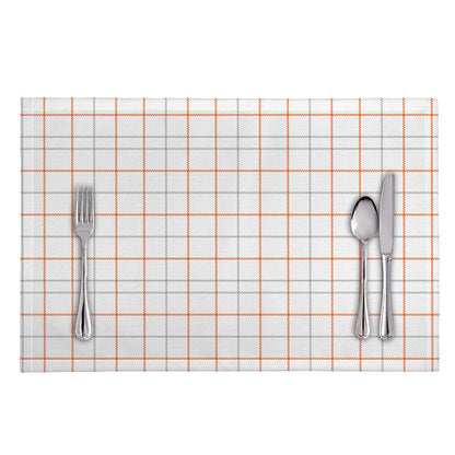White Halloween Tattersall Pattern Print Placemat