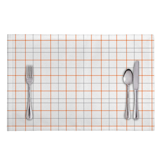White Halloween Tattersall Pattern Print Placemat