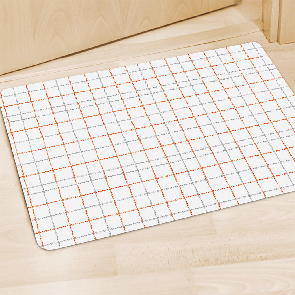 White Halloween Tattersall Pattern Print Polyester Doormat
