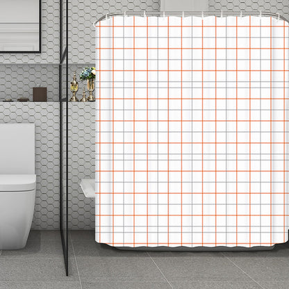 White Halloween Tattersall Pattern Print Polyester Shower Curtain
