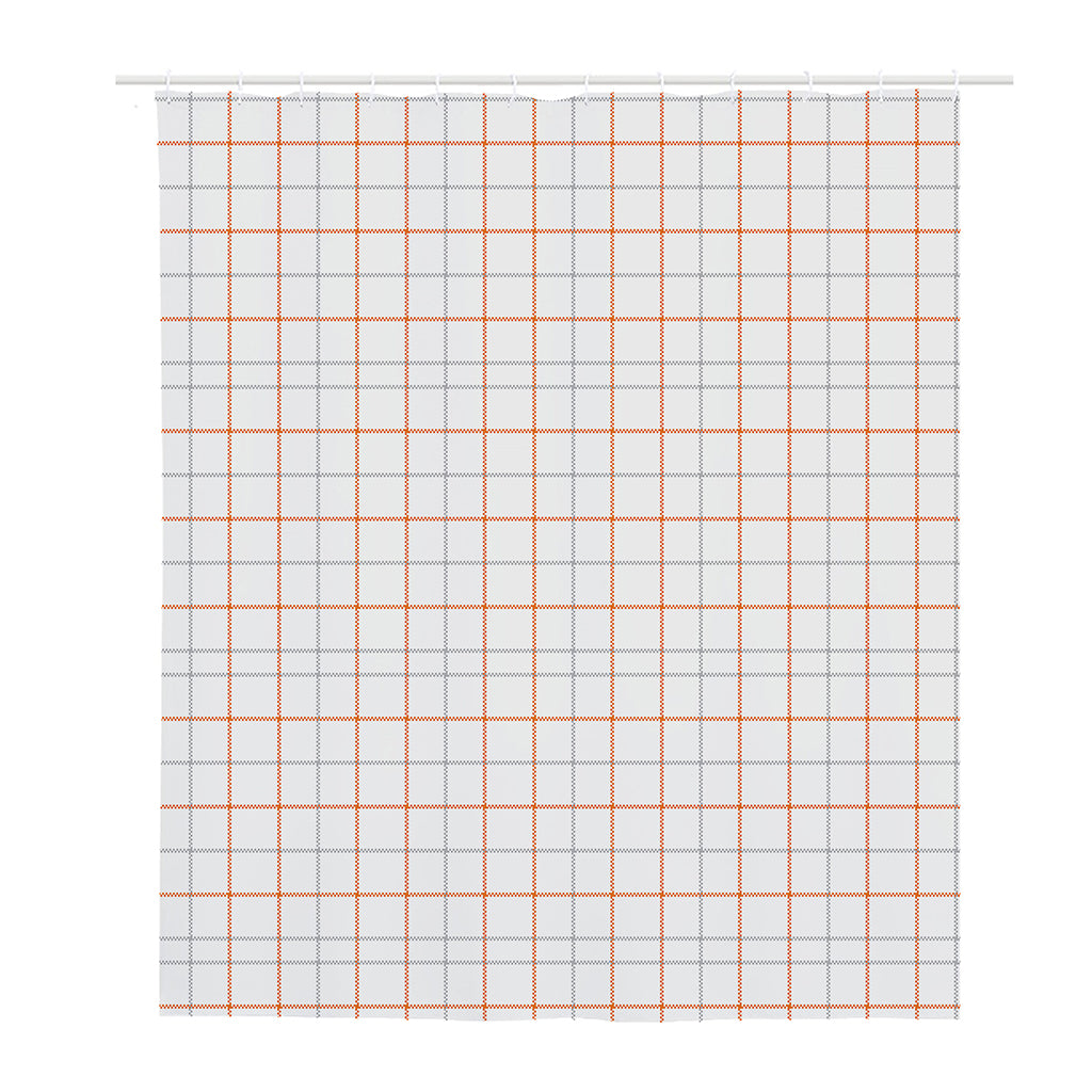 White Halloween Tattersall Pattern Print Polyester Shower Curtain