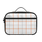 White Halloween Tattersall Pattern Print Portable Lunch Bag