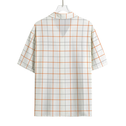 White Halloween Tattersall Pattern Print Rayon Hawaiian Shirt