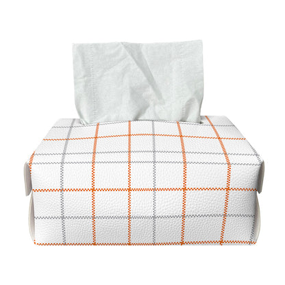 White Halloween Tattersall Pattern Print Rectangle Tissue Box Cover