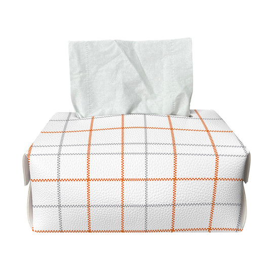 White Halloween Tattersall Pattern Print Rectangle Tissue Box Cover