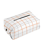 White Halloween Tattersall Pattern Print Rectangle Tissue Box Cover
