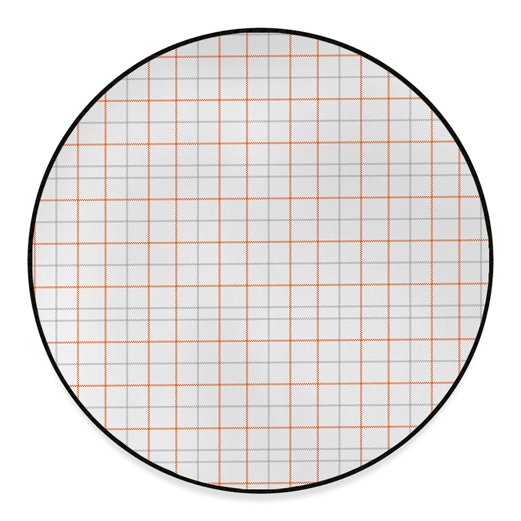 White Halloween Tattersall Pattern Print Round Floor Mat