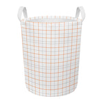 White Halloween Tattersall Pattern Print Round Laundry Basket