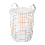 White Halloween Tattersall Pattern Print Round Laundry Basket