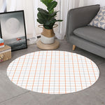 White Halloween Tattersall Pattern Print Round Rug