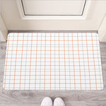 White Halloween Tattersall Pattern Print Rubber Doormat