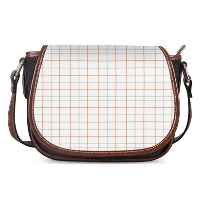 White Halloween Tattersall Pattern Print Saddle Bag