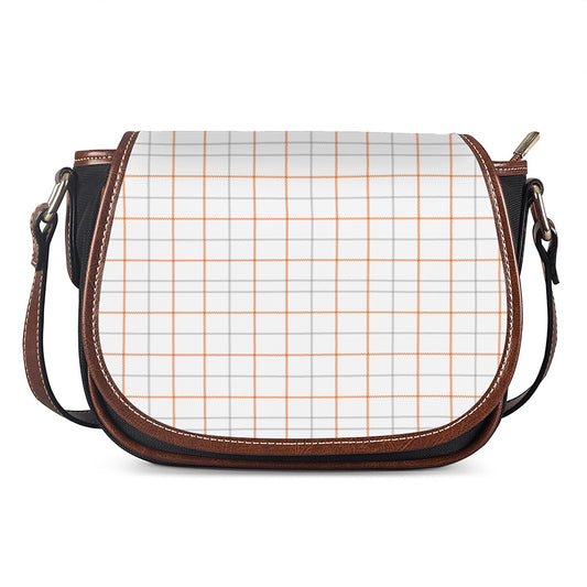 White Halloween Tattersall Pattern Print Saddle Bag